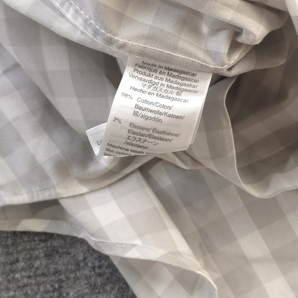 J Crew Flex Wrinkle Free Shirt Medium Slim Fit 15 15.5 Gray Plaid Long‎ Sleeve